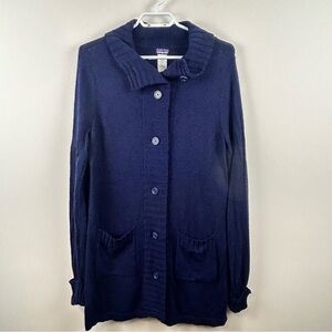 Patagonia Wool Cardigan Sweater Women’s M Navy Button Front Knit